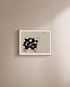 Carry Pattern unframed print is shown framed for styling in a plain wall; frame not included