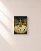 Night Skaters christmas prints: unframed print is shown framed for styling on a plain wall; frame not included