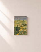 Farmhouse Walk cypress vineyard path wall art: unframed print is shown framed for styling on a plain wall; frame not included