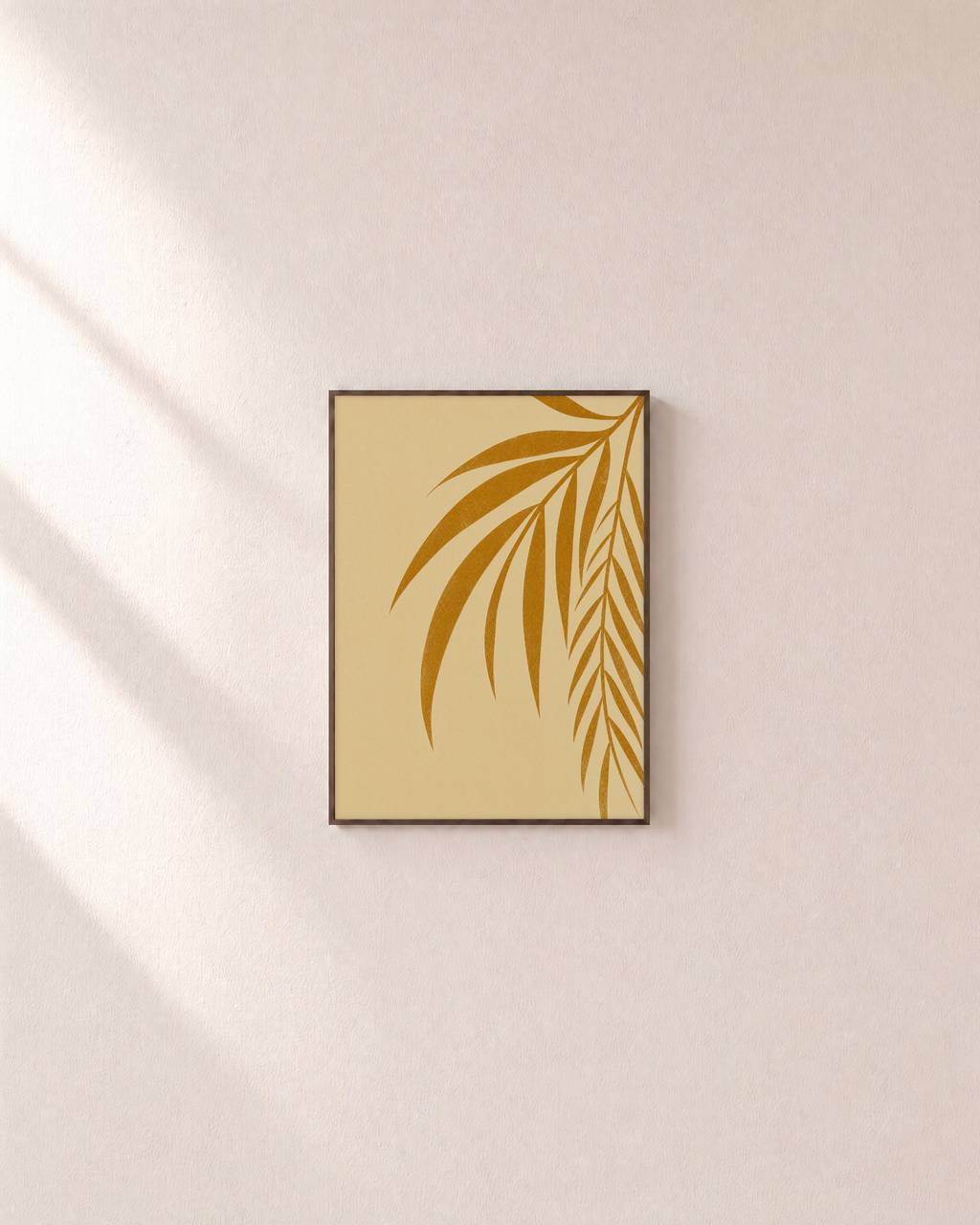 Twin Ochre Blades unframed print is shown framed for styling in a plain wall; frame not included