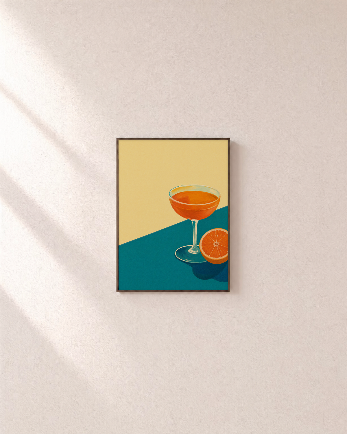 One Coupe Citrus Split unframed print is shown framed for styling in a plain wall; frame not included