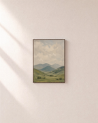 Clouded Valley soft valley print: unframed print is shown framed for styling on a plain wall; frame not included