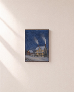 Dusk Smoke chimney dusk print: unframed print is shown framed for styling on a plain wall; frame not included