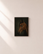 Turning Bay bay horse print: unframed print is shown framed for styling on a plain wall; frame not included