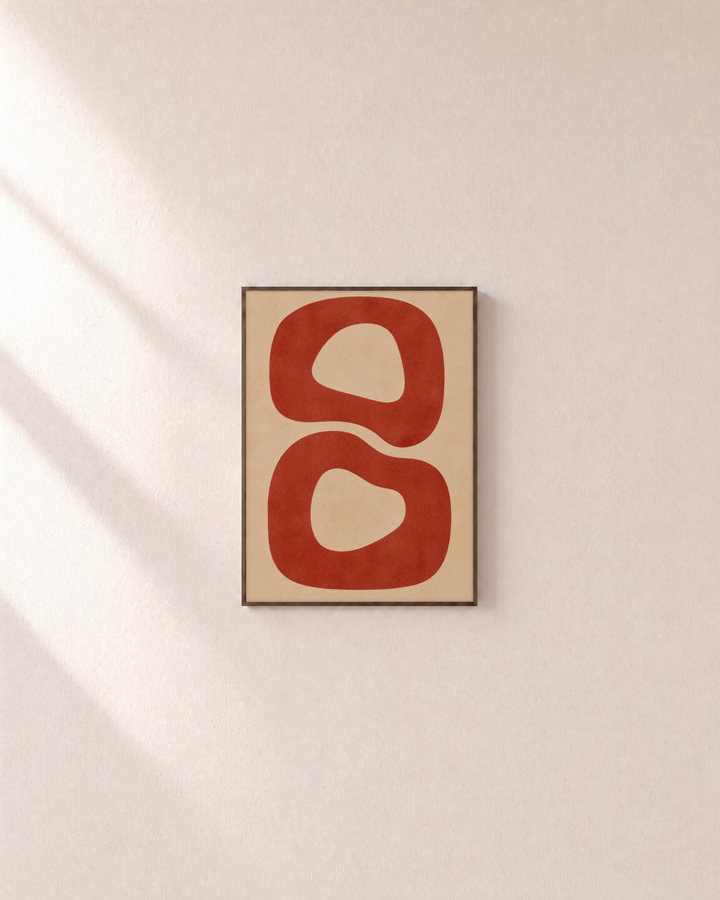 Narrow Passage terracotta loop wall art: unframed print is shown framed for styling on a plain wall; frame not included