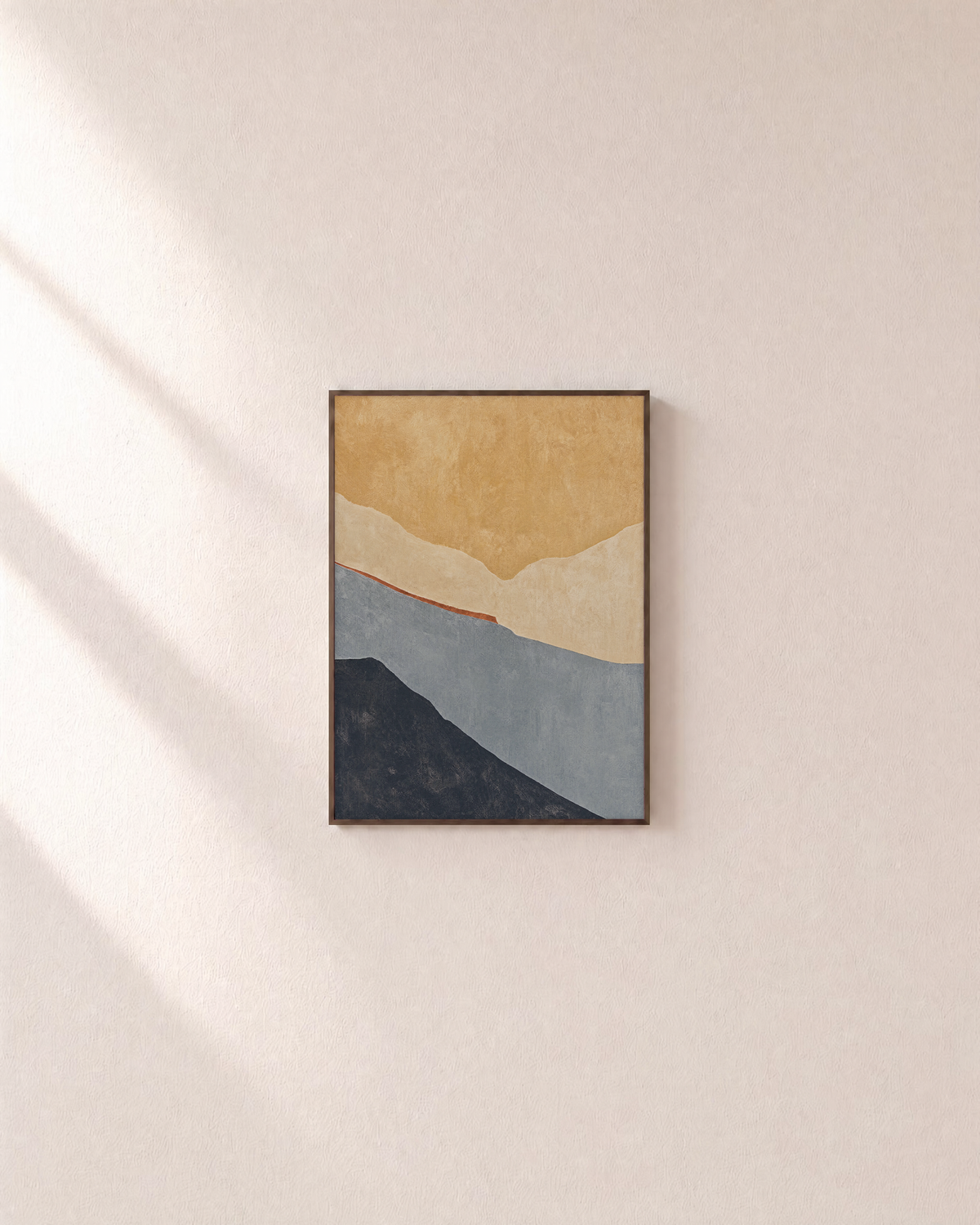 Layered Sand Hills with Rust Line layered sand hills wall art print: unframed print is shown framed for styling on a plain wall; frame not included