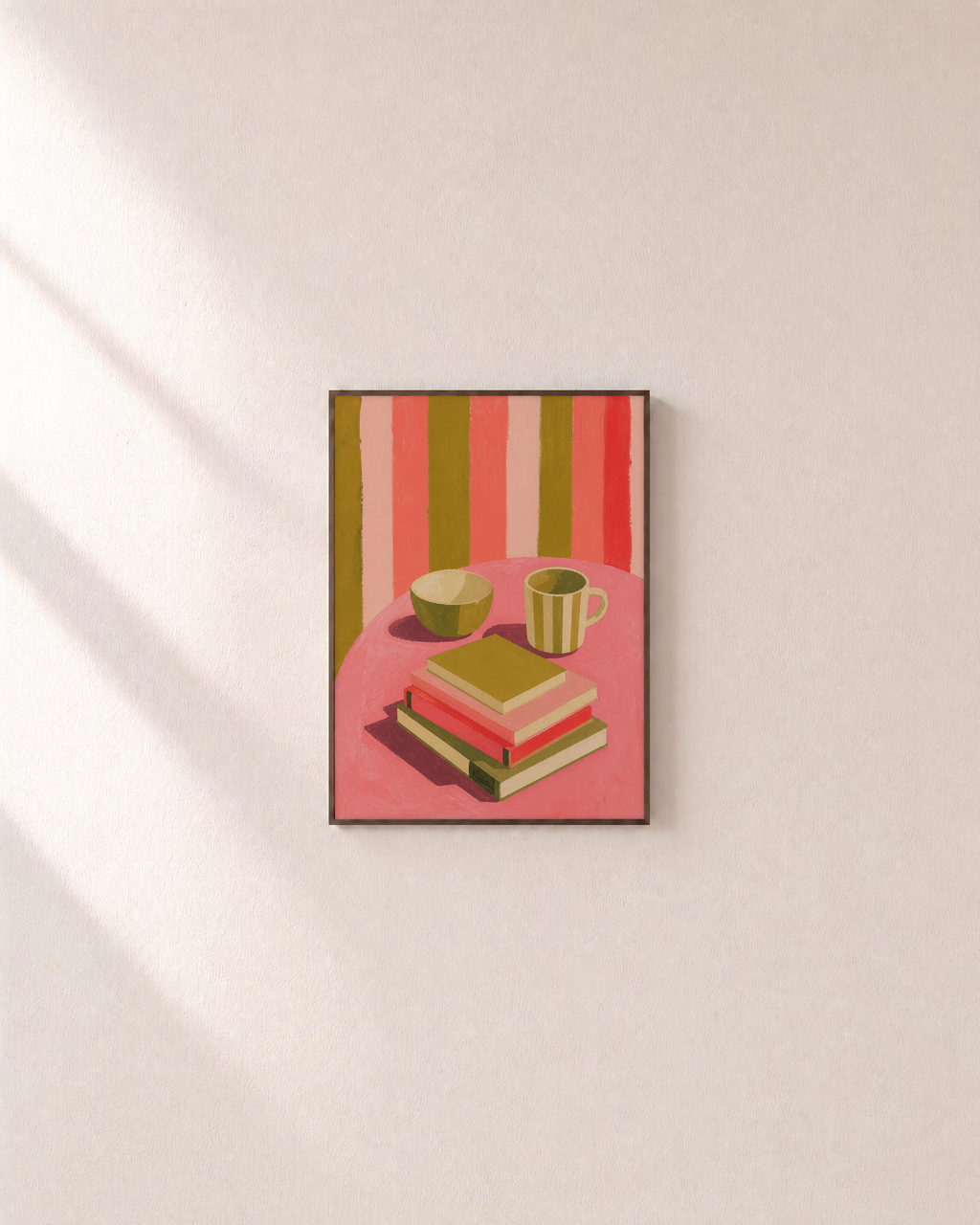 Reading Hour vintage wall art: unframed print is shown framed for styling on a plain wall; frame not included