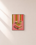 Reading Hour vintage wall art: unframed print is shown framed for styling on a plain wall; frame not included