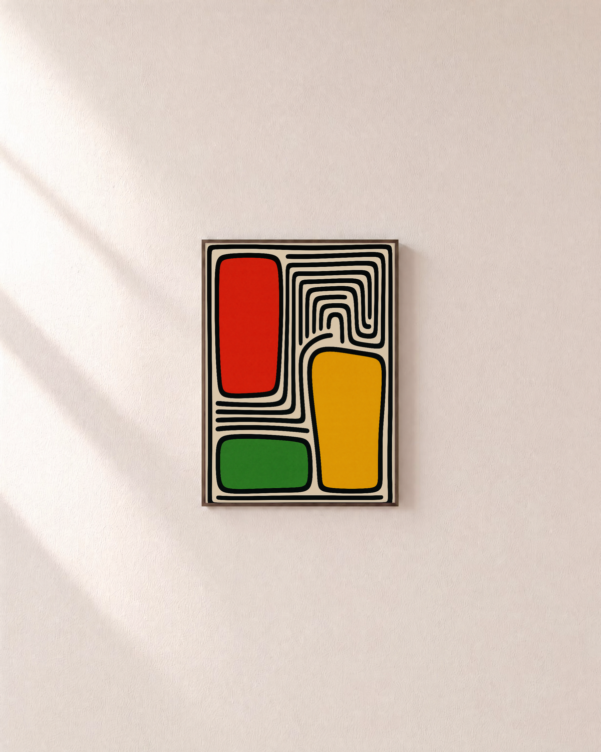Block Shift contour block wall art: unframed print is shown framed for styling on a plain wall; frame not included