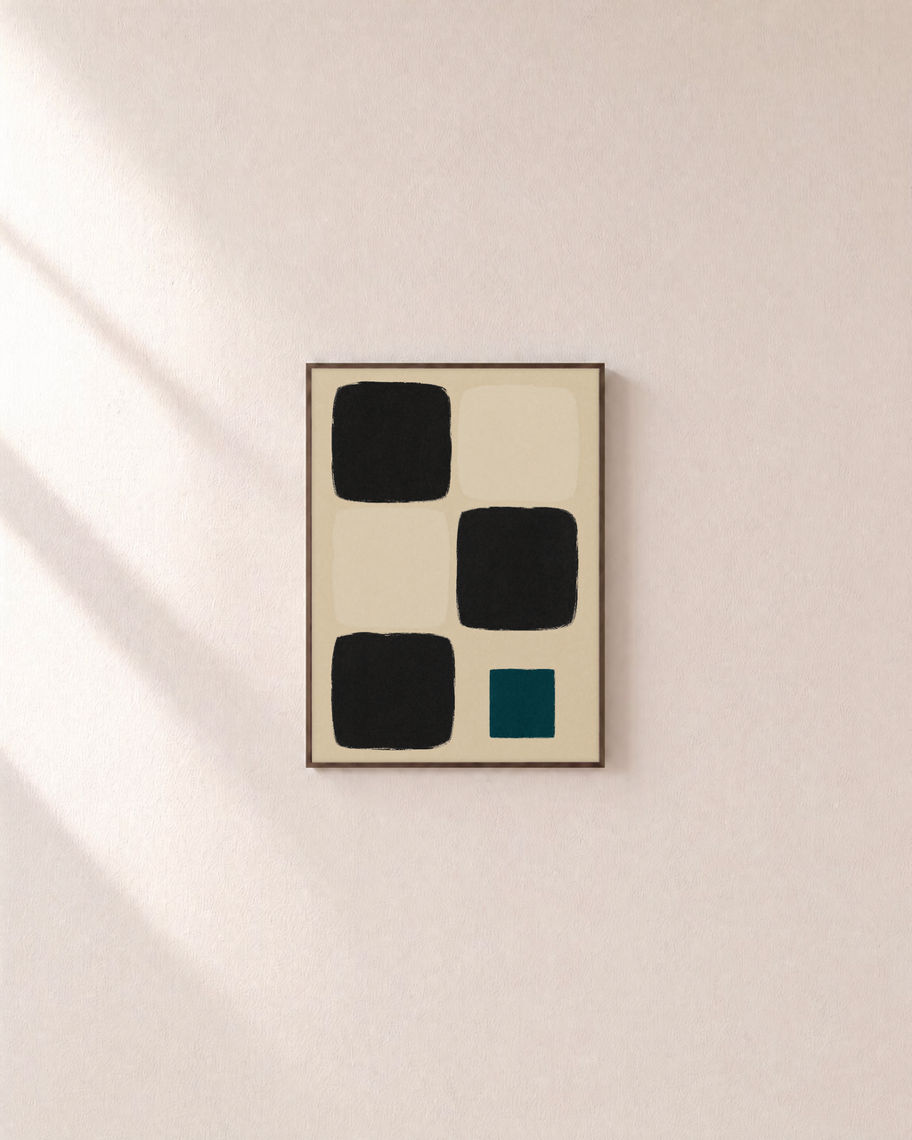 Fifth Check teal check wall art: unframed print is shown framed for styling on a plain wall; frame not included