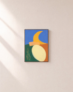 Split Horizon unframed print is shown framed for styling in a plain wall; frame not included