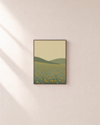Wildflower Hour wall art wildflowers print: unframed print is shown framed for styling on a plain wall; frame not included