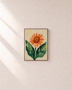 Sunflower Wings sunflower wall art: unframed print is shown framed for styling on a plain wall; frame not included