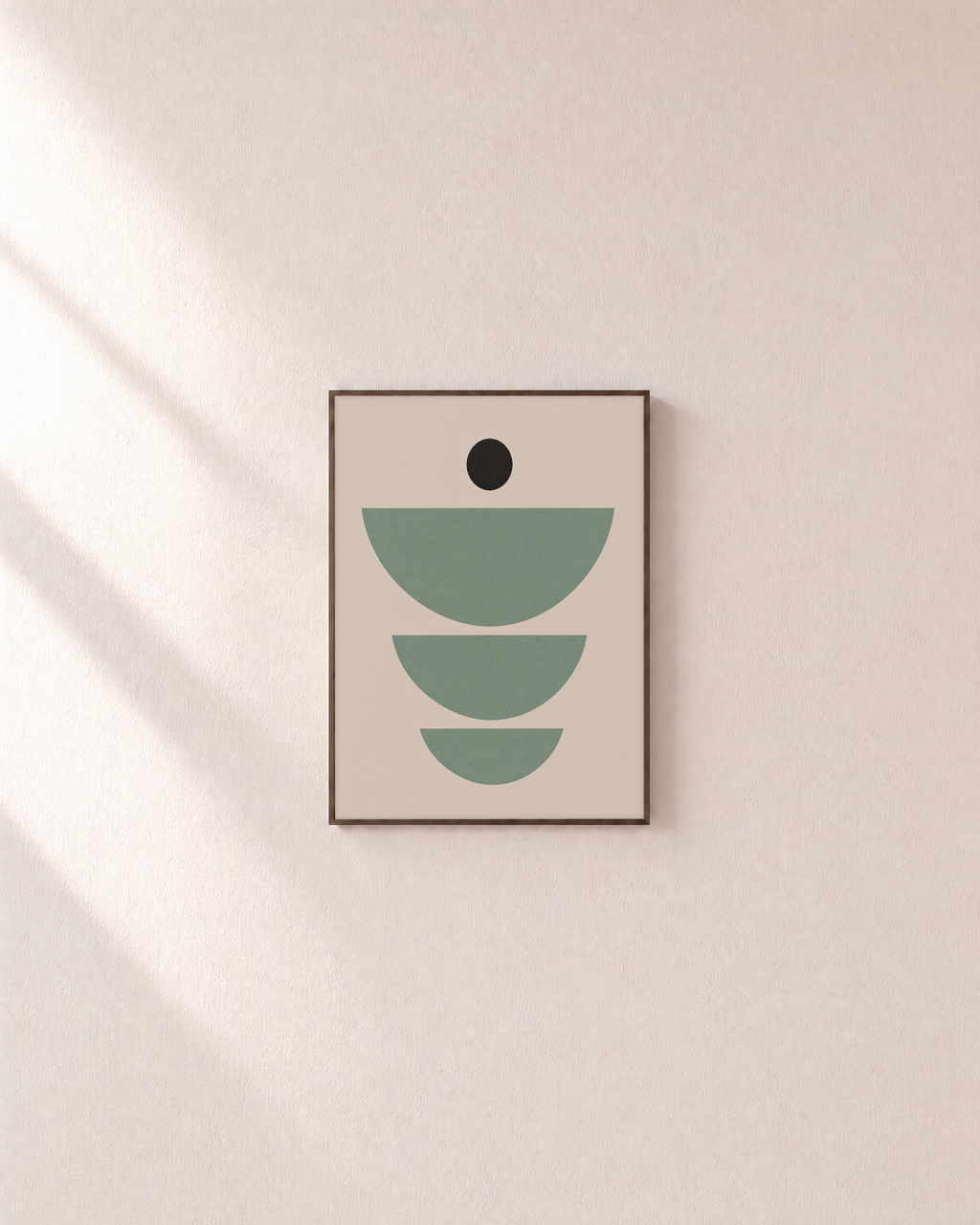Dot Signal mint green arc wall art: unframed print is shown framed for styling on a plain wall; frame not included