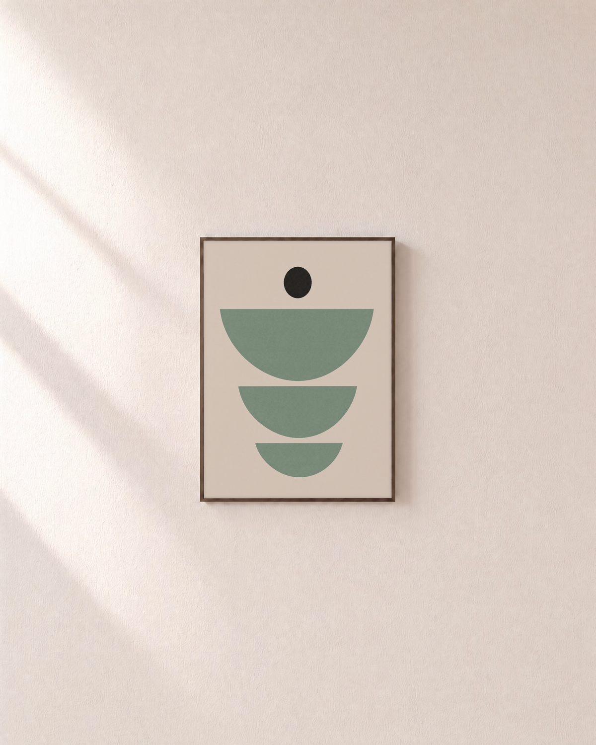 Dot Signal mint green arc wall art: unframed print is shown framed for styling on a plain wall; frame not included