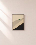 Stacked Neutral Landscape Ridges green geometric wall art: unframed print is shown framed for styling on a plain wall; frame not included