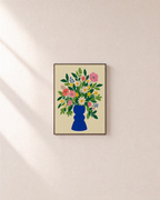 Morning Bouquet flower bouquet wall art: unframed print is shown framed for styling on a plain wall; frame not included