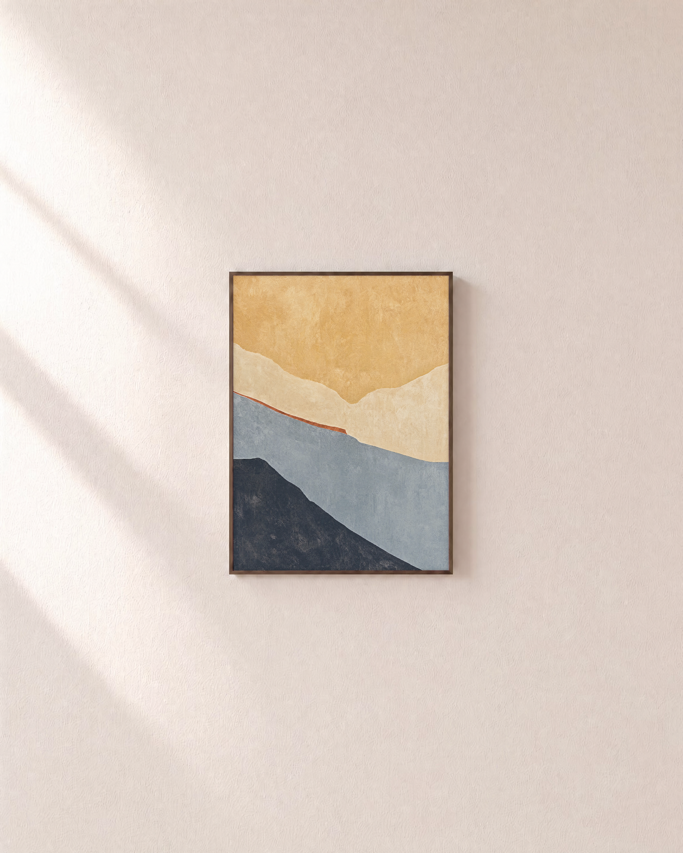 Layered Soft Planes unframed print is shown framed for styling in a plain wall; frame not included