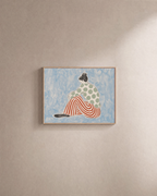 Patterned Side-View Person fashion figure wall art print: unframed print is shown framed for styling on a plain wall; frame not included