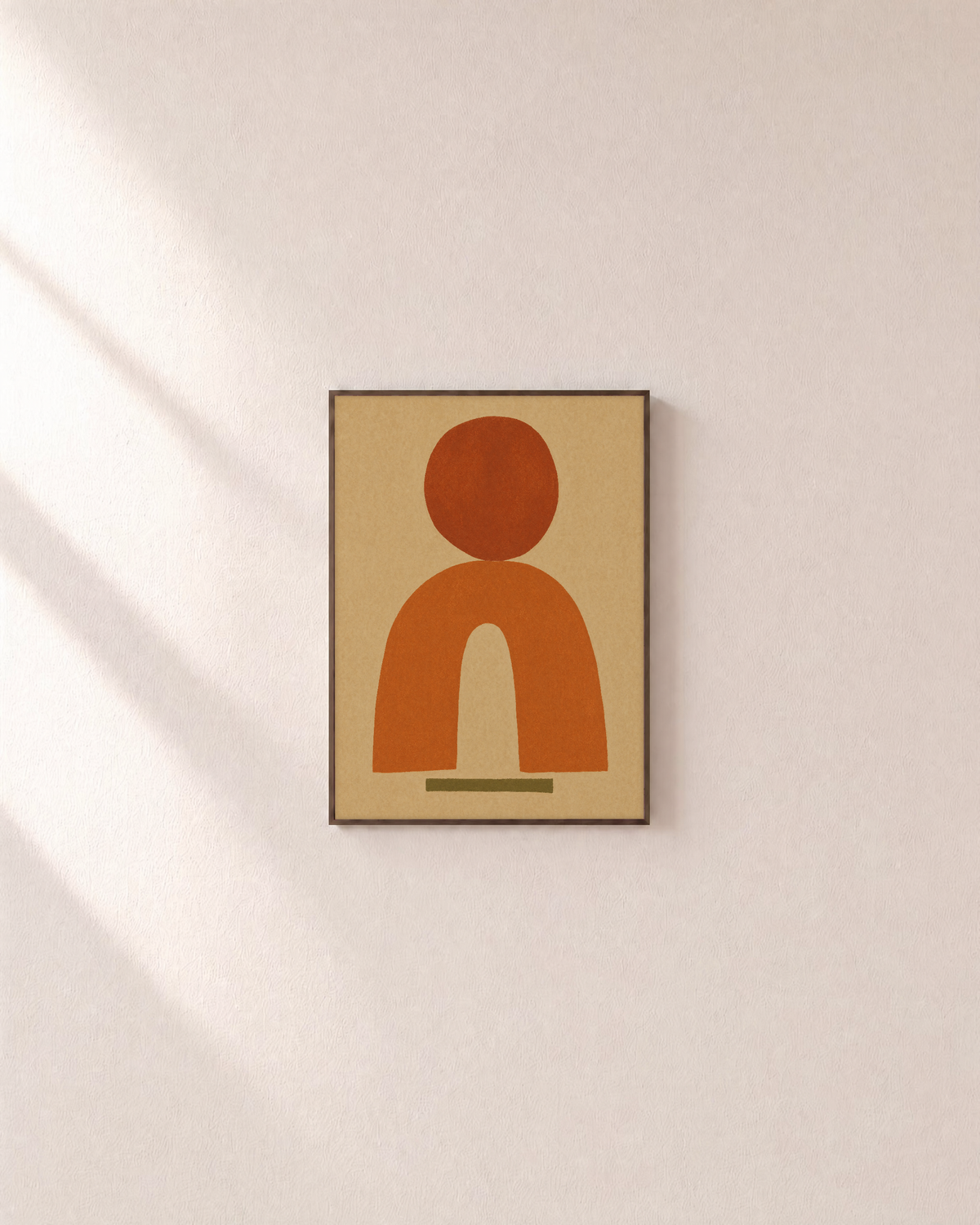 Noon Totem terracotta totem wall art: unframed print is shown framed for styling on a plain wall; frame not included