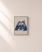 Wine Friends wine friends print: unframed print is shown framed for styling on a plain wall; frame not included