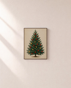 Holiday Fir ornament fir print: unframed print is shown framed for styling on a plain wall; frame not included