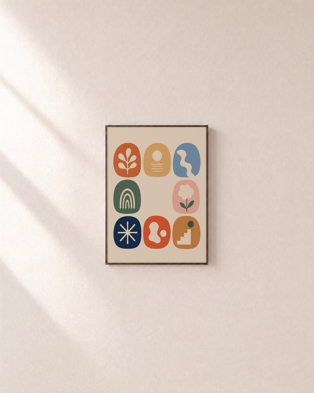 Skipped Tile color tile wall art: unframed print is shown framed for styling on a plain wall; frame not included