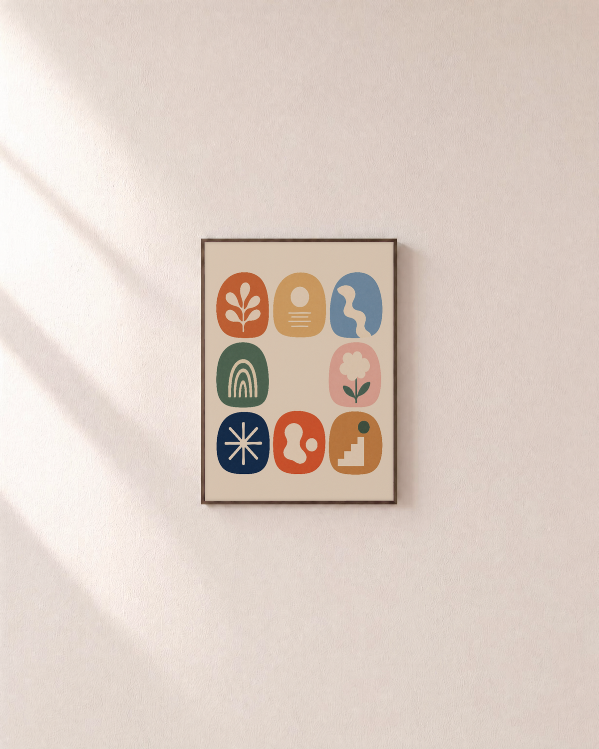 Skipped Tile color tile wall art: unframed print is shown framed for styling on a plain wall; frame not included