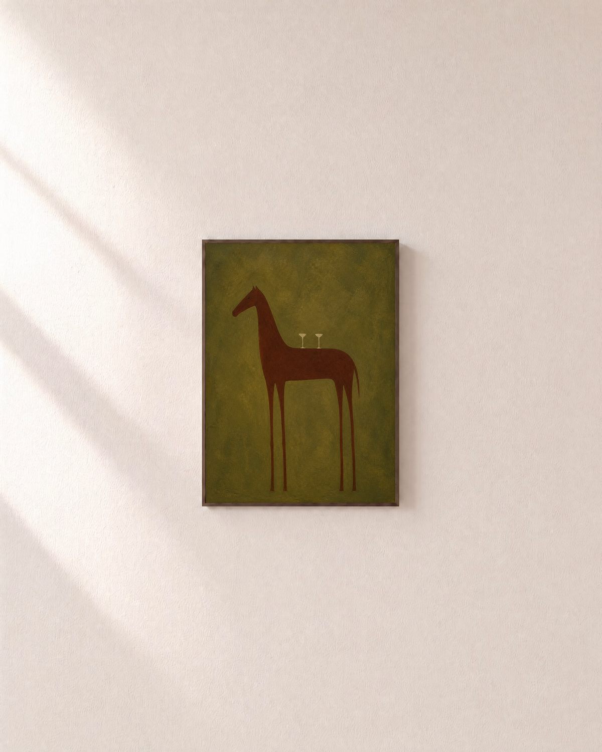 Carrier Horse horse art print: unframed print is shown framed for styling on a plain wall; frame not included