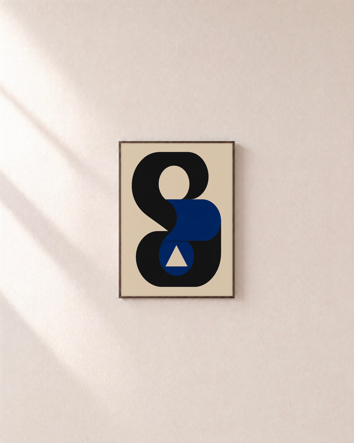 Window Loop black loop blue window wall art: unframed print is shown framed for styling on a plain wall; frame not included