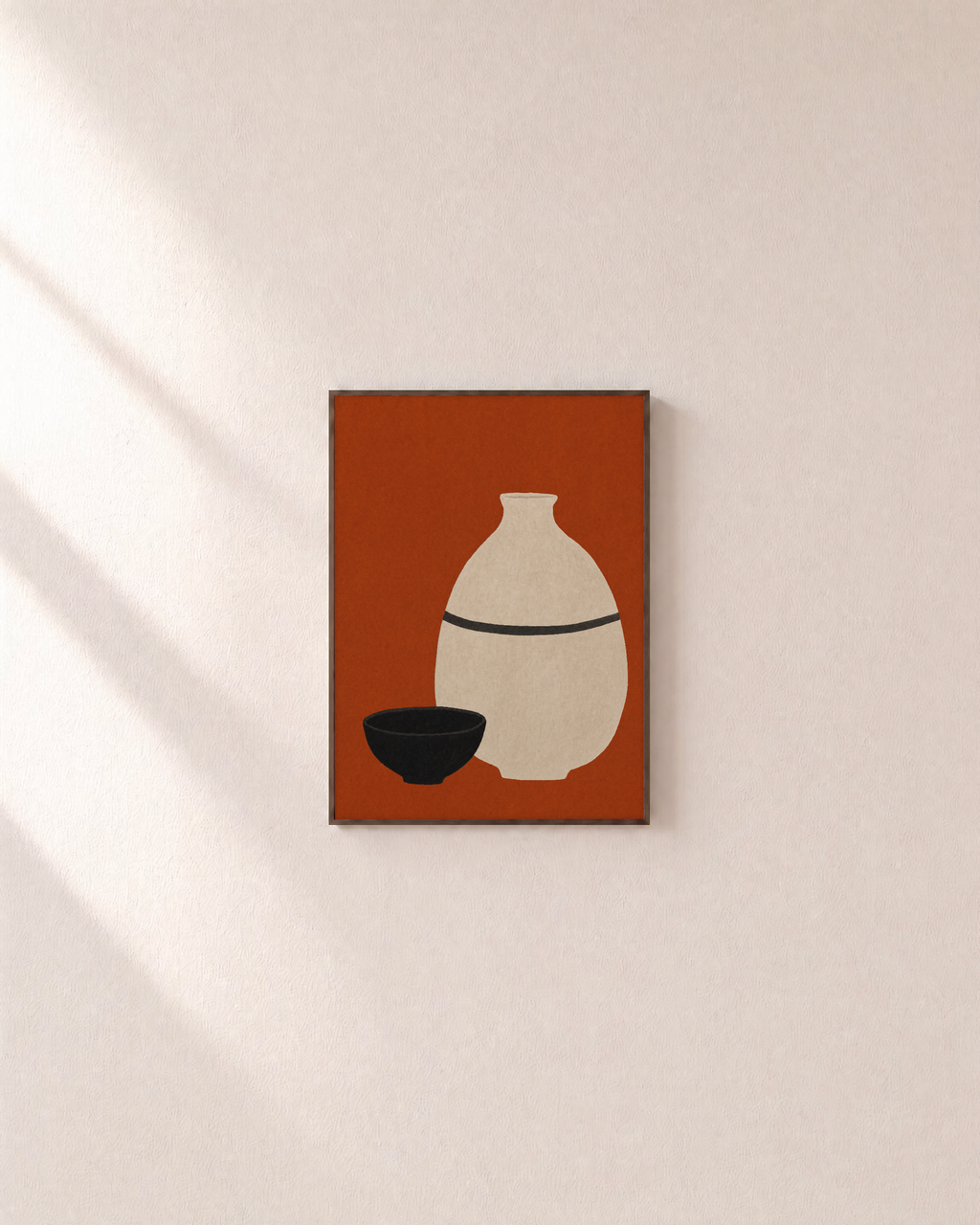 Bottle Hour cream bottle wall art: unframed print is shown framed for styling on a plain wall; frame not included