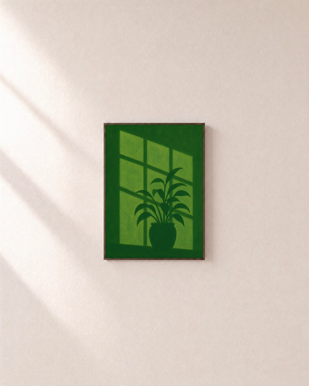 Shadow Plant plant prints: unframed print is shown framed for styling on a plain wall; frame not included