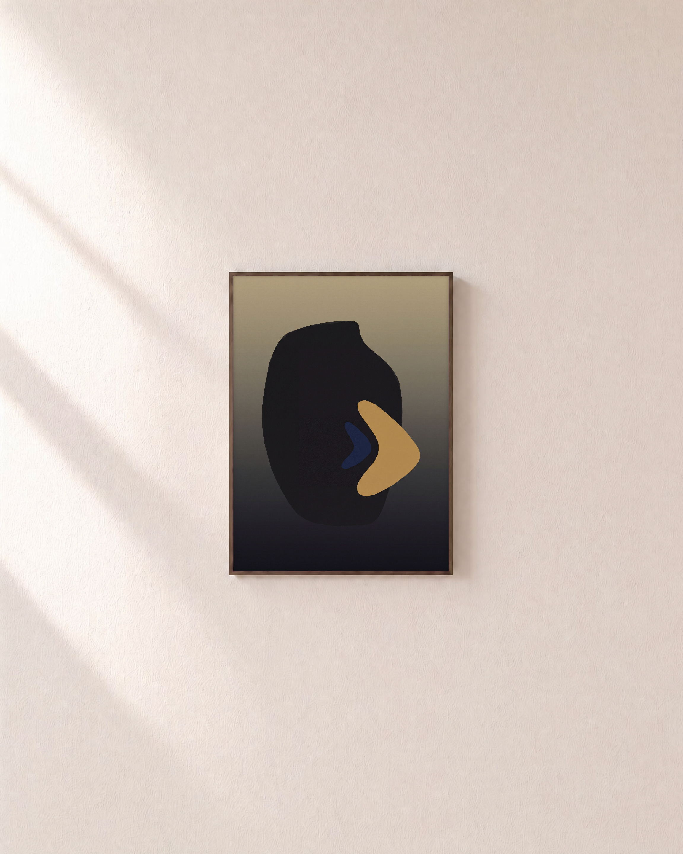 Dark Vessel unframed print is shown framed for styling in a plain wall; frame not included