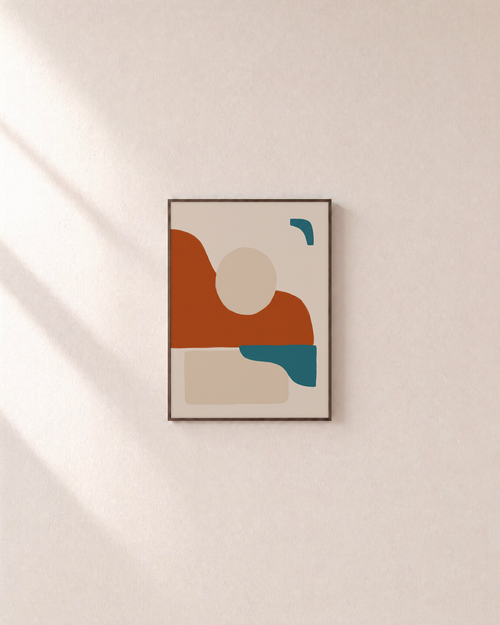 Horizon Sun unframed print is shown framed for styling in a plain wall; frame not included