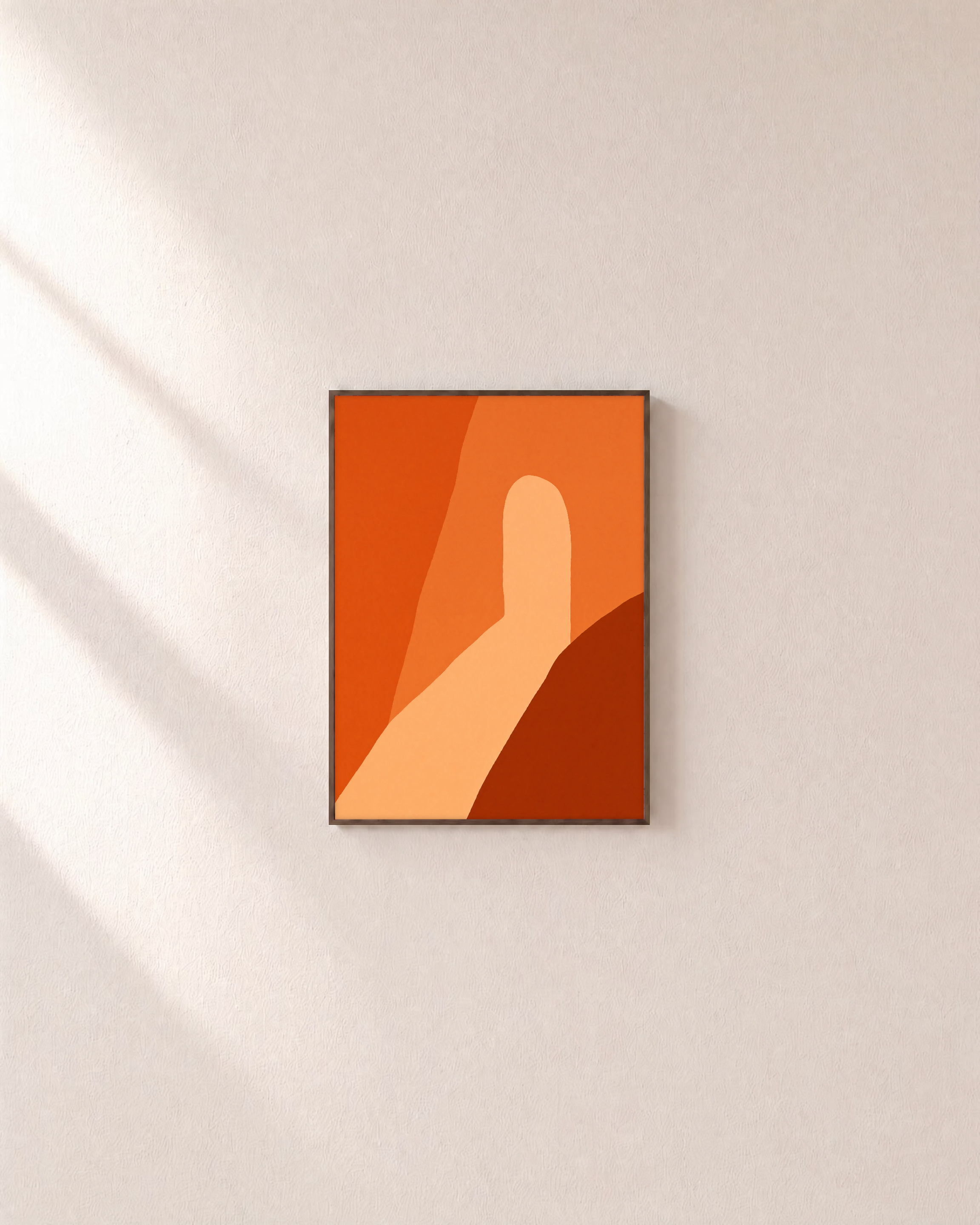 Terracotta Arch unframed print is shown framed for styling in a plain wall; frame not included