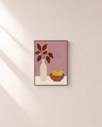 Pitcher and Lemon Studio edition unframed print is shown framed for styling in a plain wall; Frame not included
