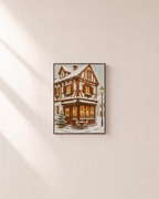 Corner Café cafe wall art: unframed print is shown framed for styling on a plain wall; frame not included