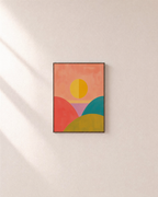 Split Sun split sun wall art: unframed print is shown framed for styling on a plain wall; frame not included