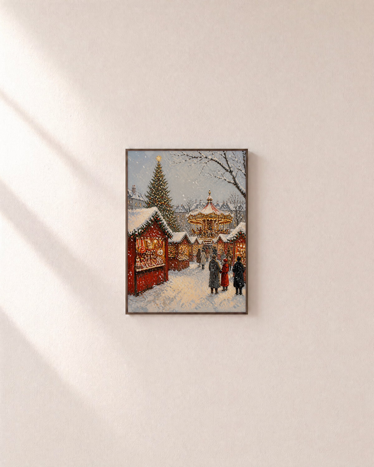 Carousel Hour market carousel print: unframed print is shown framed for styling on a plain wall; frame not included