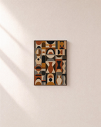 Vessel Ledger earth tone abstract art print: unframed print is shown framed for styling on a plain wall; frame not included