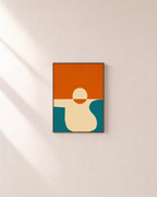Horizon Sun unframed print is shown framed for styling in a plain wall; frame not included