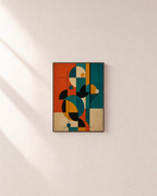 Circle Stack geometric art prints: unframed print is shown framed for styling on a plain wall; frame not included