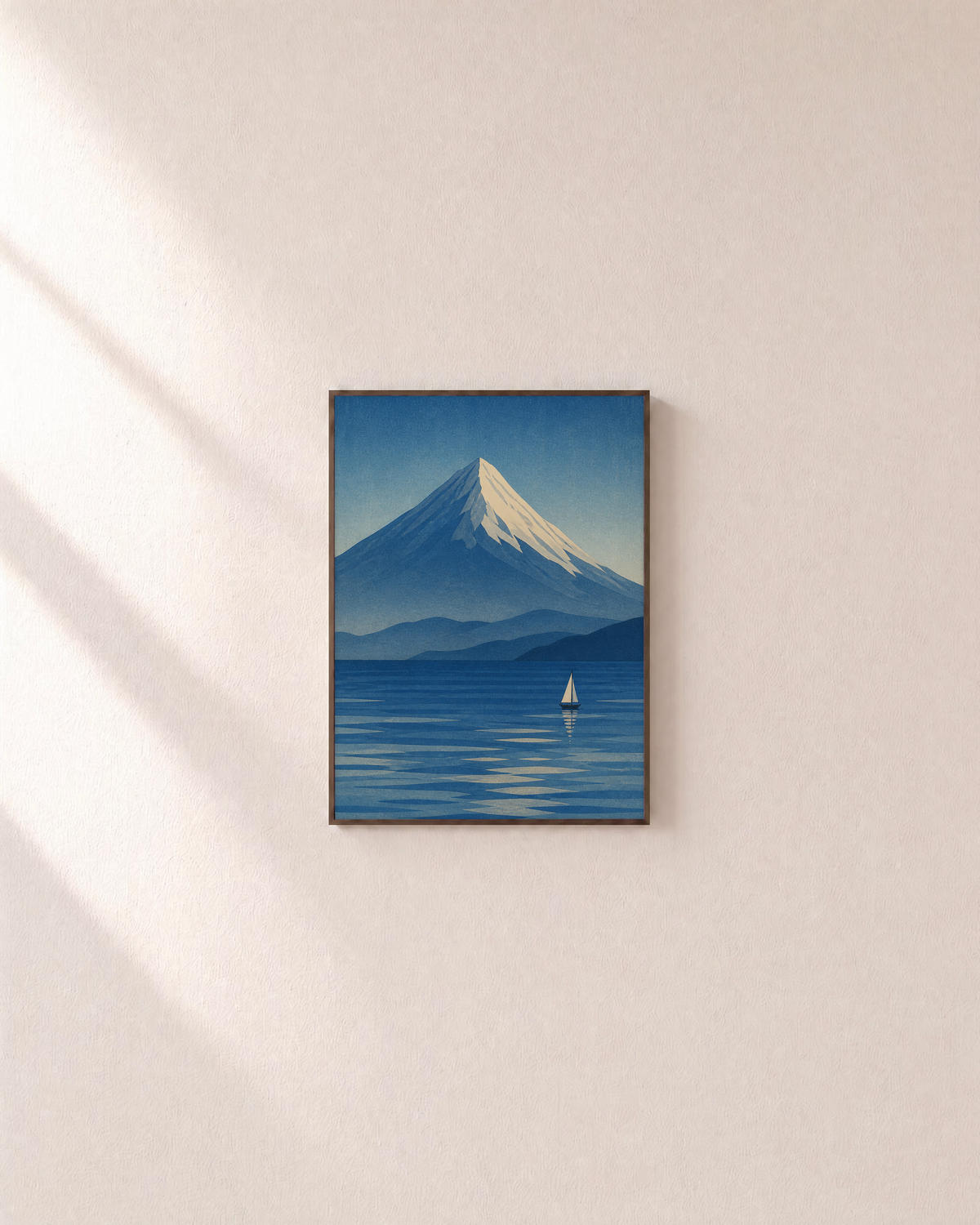 Harbor Peak mountain art prints: unframed print is shown framed for styling on a plain wall; frame not included