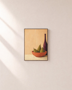 Red Vessel Cluster Press edition unframed print is shown framed for styling in a plain wall; Frame not included