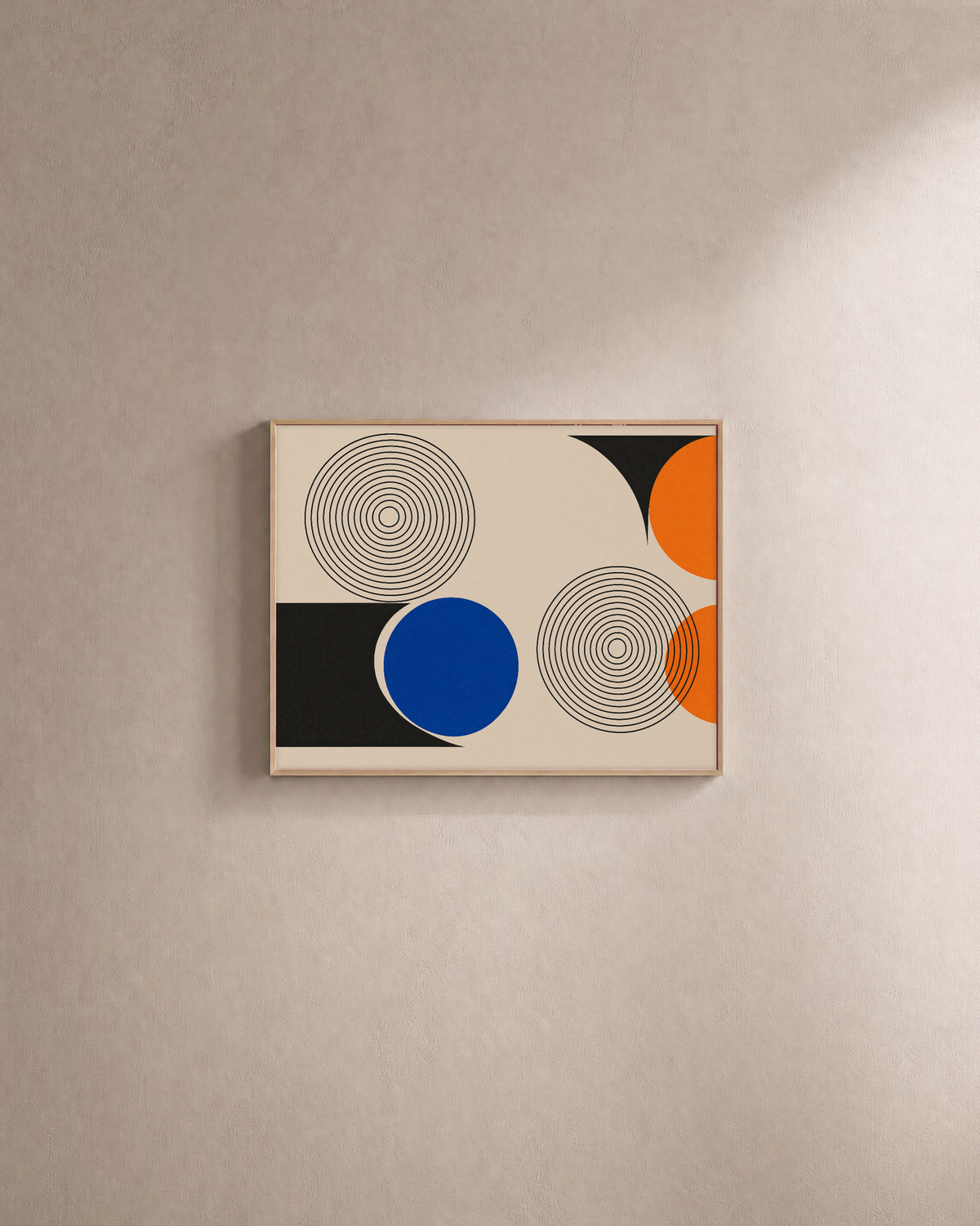 Blue Reply concentric ring wall art: unframed print is shown framed for styling on a plain wall; frame not included