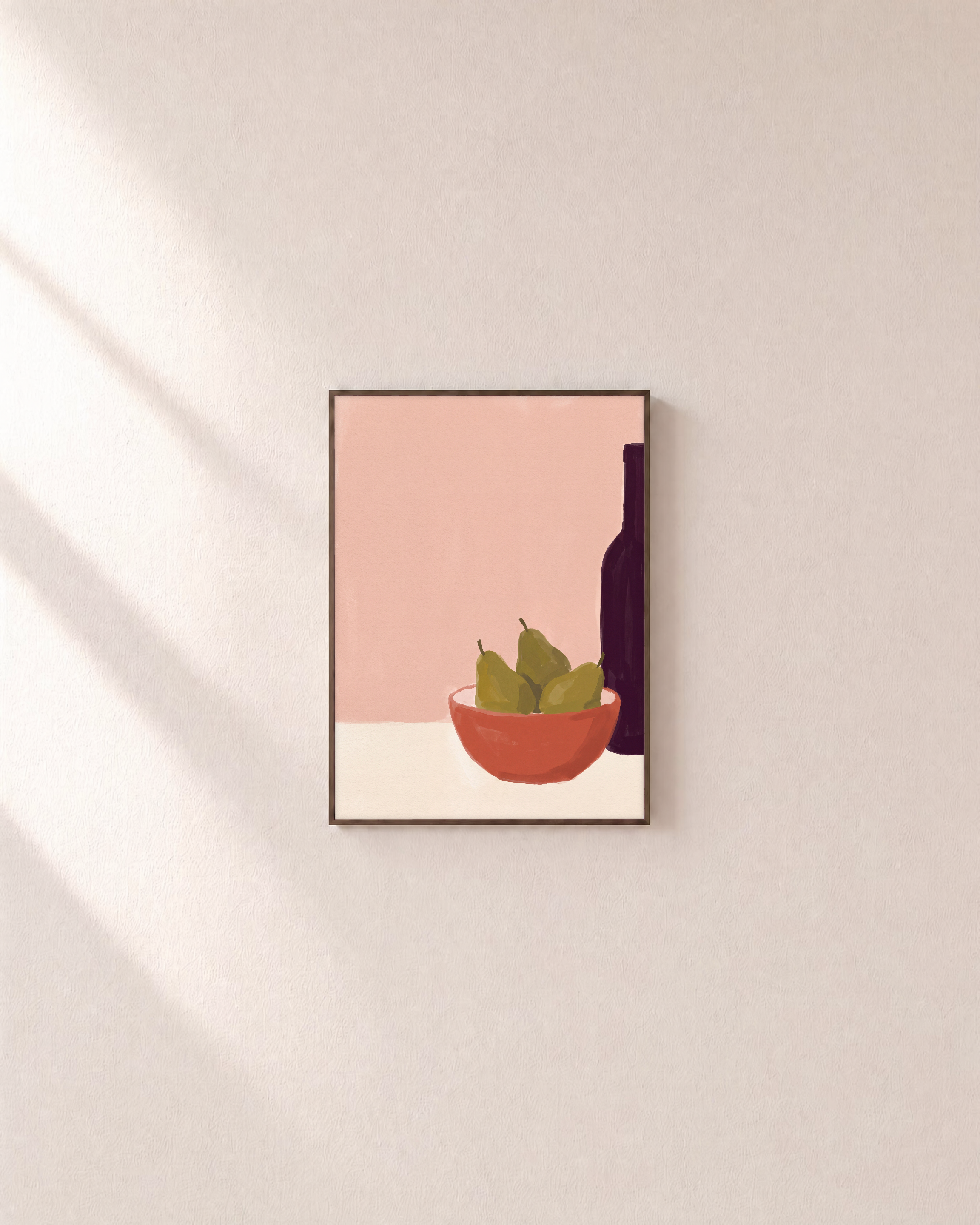 Red Vessel Cluster Studio edition unframed print is shown framed for styling in a plain wall; Frame not included