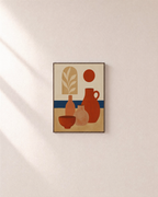 Table Hour terracotta bottle wall art: unframed print is shown framed for styling on a plain wall; frame not included