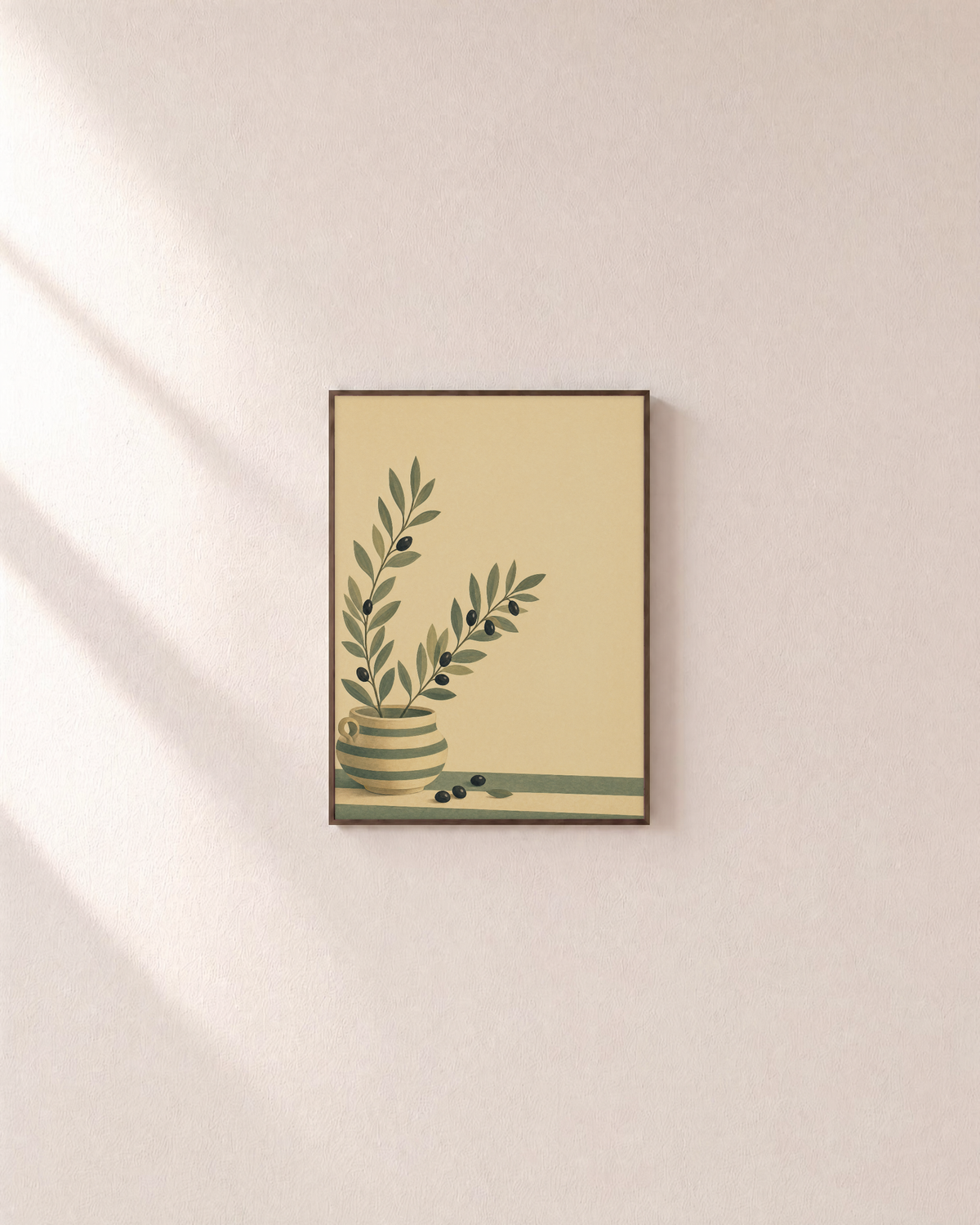 Low Urn Two Bays unframed print is shown framed for styling in a plain wall; frame not included