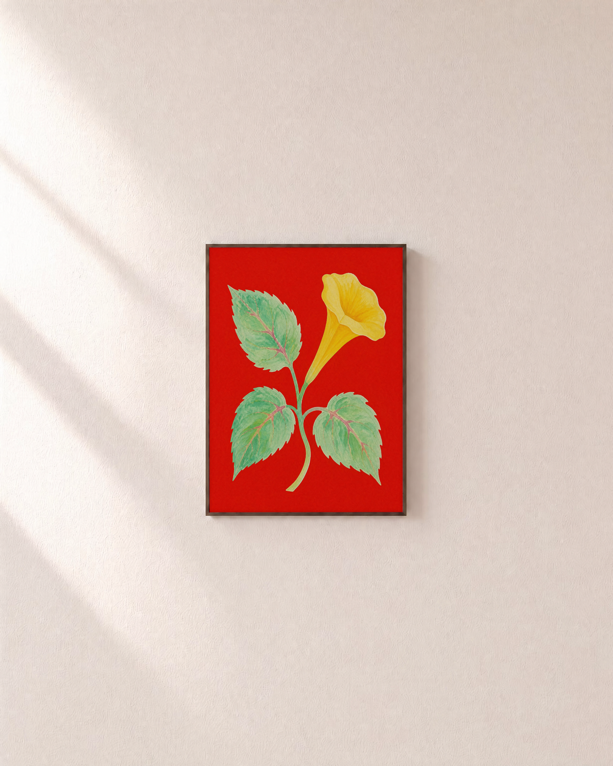 Butter Trumpet butter trumpet bloom wall art: unframed print is shown framed for styling on a plain wall; frame not included