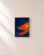 Offset Sun Sea unframed print is shown framed for styling in a plain wall; frame not included
